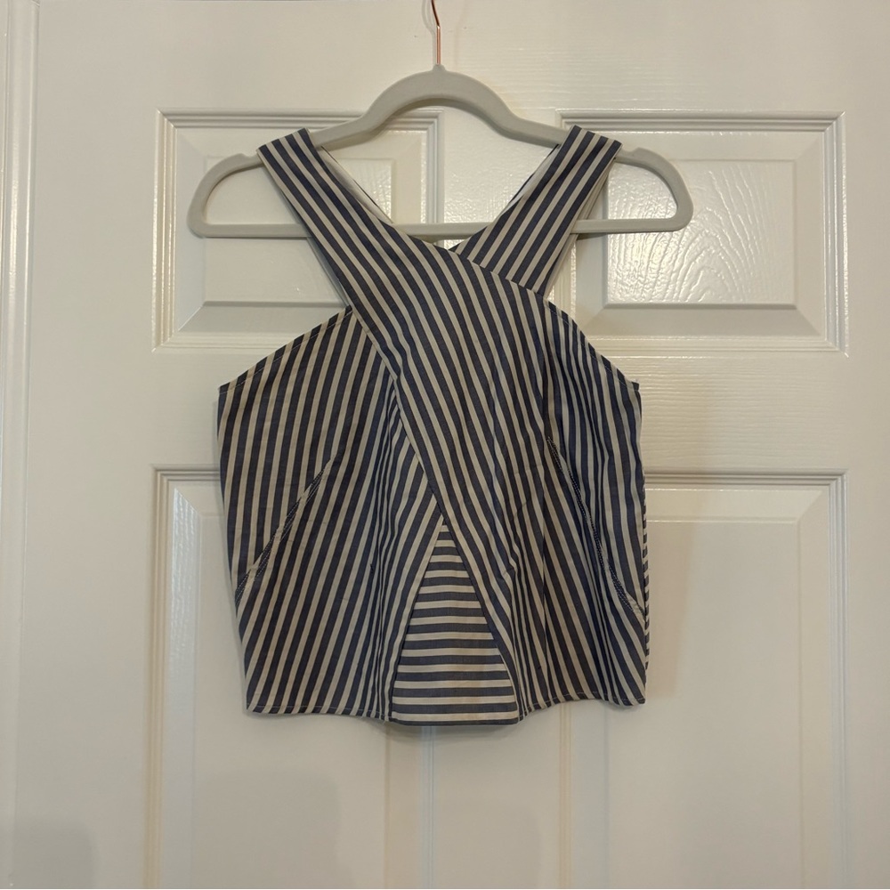 Zara Blue and White Striped Tank Top